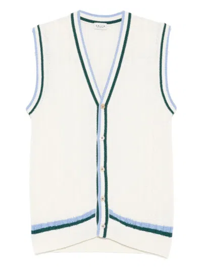 Gallia Button Sweater Vest In White