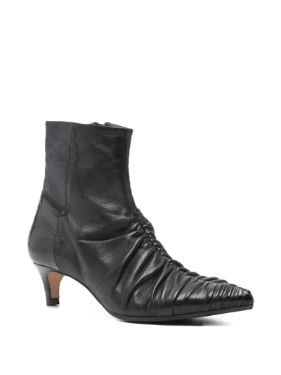 Lorena Paggi 50mm Pleated Pointed-toe Ankle Boots In Black