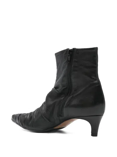Lorena Paggi 50mm Pleated Pointed-toe Ankle Boots In Black