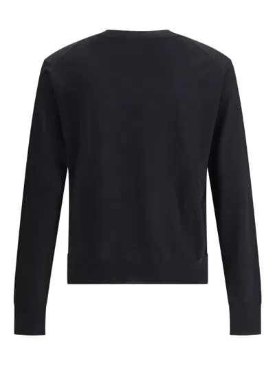 Vivienne Westwood Black Crew Necksweater With Orb Logo Embroidered On The Front In Wool Blend Man In Black