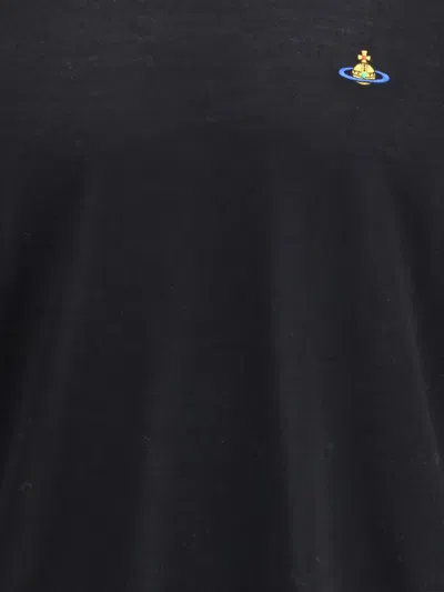 Vivienne Westwood Black Crew Necksweater With Orb Logo Embroidered On The Front In Wool Blend Man In Black