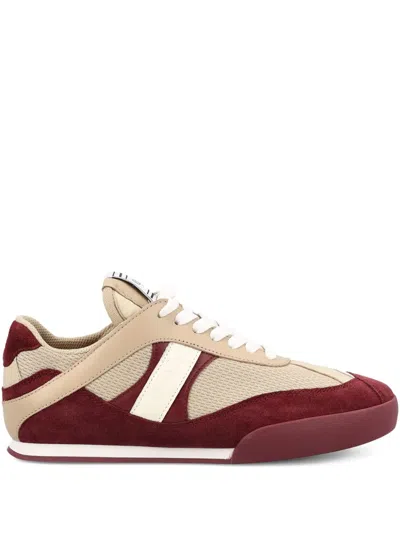 Chloé Kick Mixed Leather Retro Low-top Sneakers In Burgundy