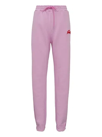 Msgm Rabbit-embroidered Track Pants In Pink