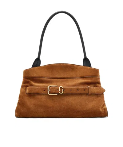 Marc Jacobs Dakota Suede Shoulder Bag With Buckle Straps In Brown