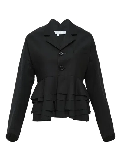 Comme Des Garçons Tao Ruffled Peplum Jacket In Black