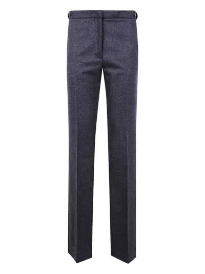 Darkpark Tailored Wool Pants With Pleats And Pockets In Blue