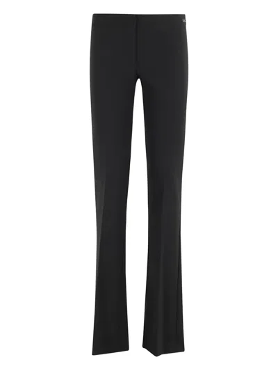Elisabetta Franchi Flared Tailored Pants With Front Pleats In Black