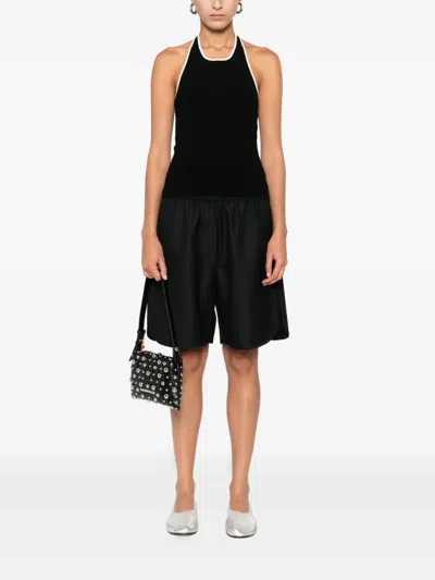 St Agni Fine Line Halter Top In Black