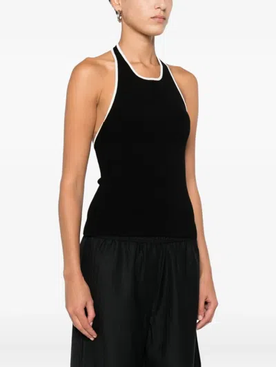 St Agni Fine Line Halter Top In Black