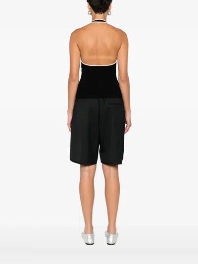 St Agni Fine Line Halter Top In Black