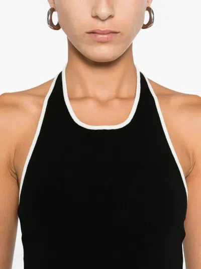 St Agni Fine Line Halter Top In Black