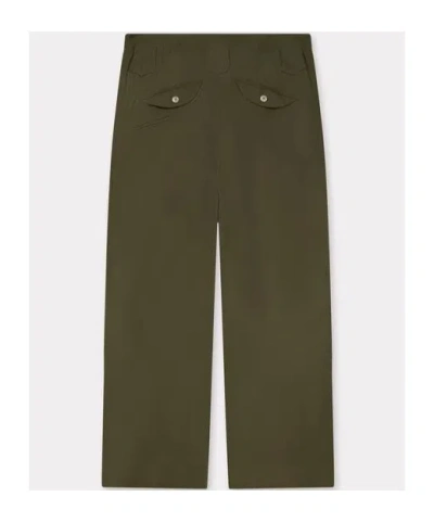 Kenzo Cotton Trousers With Quilted Pattern And Pockets In Brown