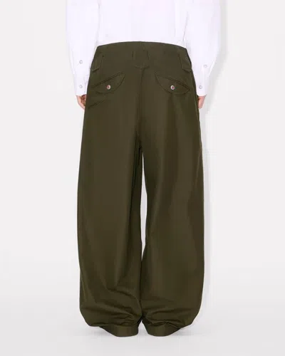 Kenzo Cotton Trousers With Quilted Pattern And Pockets In Brown