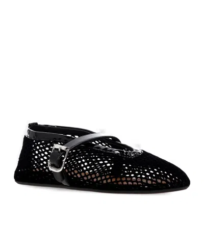 Alaïa Alaia Women Ballet Flats Mesh Ballerinas With Patent Leather Profiles In Black