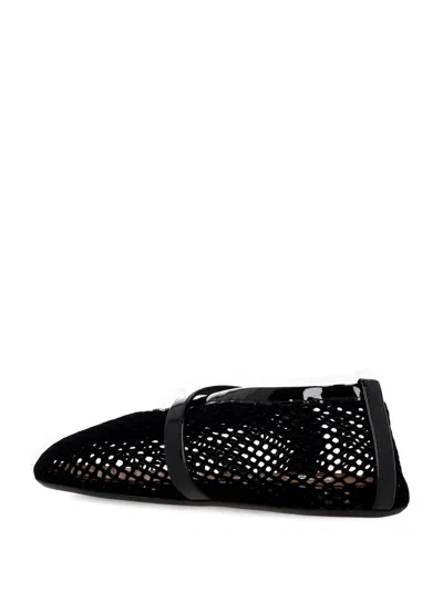 Alaïa Alaia Women Ballet Flats Mesh Ballerinas With Patent Leather Profiles In Black