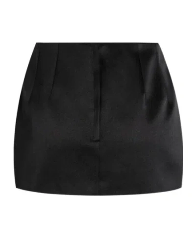 Dolce & Gabbana Black Bow-embellished Satin Mini Skirt In Black