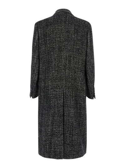 Dolce & Gabbana Double-breasted Long Coat Side Pockets In Gray
