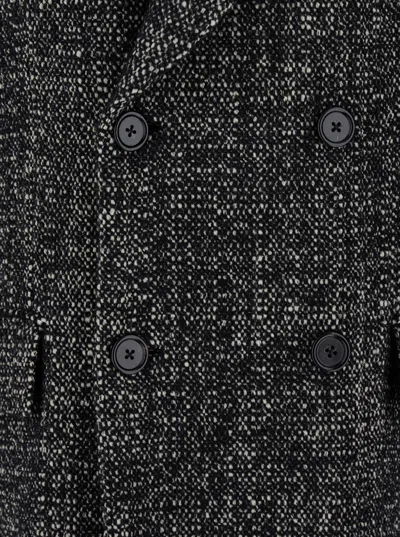 Dolce & Gabbana Double-breasted Long Coat Side Pockets In Gray