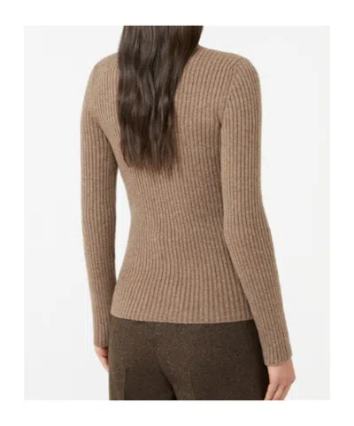 Max Mara Fitted Long Sleeve Turtleneck Knit Sweater In Animal Print