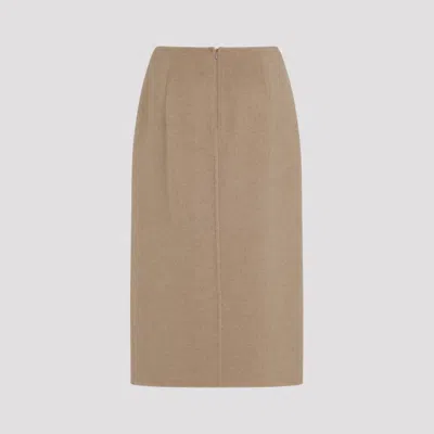 Max Mara Curzio Camel Midi Skirt In Brown