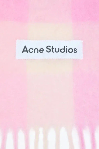Acne Studios Logo Patch Checked Scarf In Purple