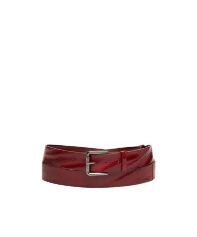 Max Mara Extra-long Belt With Double Loop And Shaped Tip. In Red