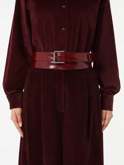 Max Mara Extra-long Belt With Double Loop And Shaped Tip. In Red