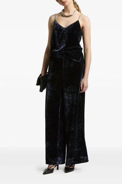 Peserico Soft Touch Velvet Trousers Featuring Pockets In Black