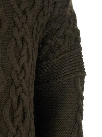 Max Mara Wool Dress With Braided Cable Knit In Green