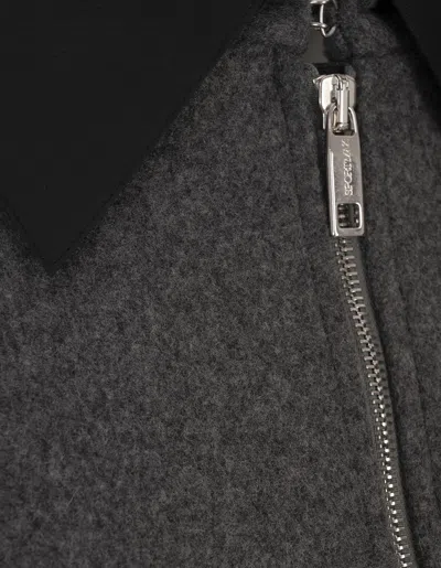 Sportmax Cropped Virgin Wool Jacket With Contrast Collar In Gray