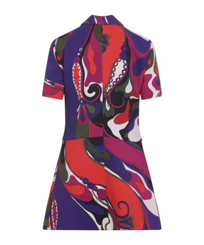 Pucci Fitted Waist Mini Dress With Button Accents In Multi