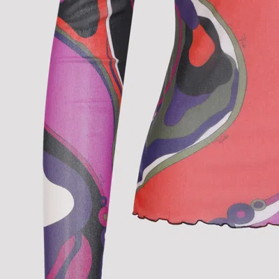 Pucci Abstract-print Turtleneck Sheer Top Clothing In Multi
