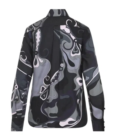 Pucci Orchid Print Shirt In Black