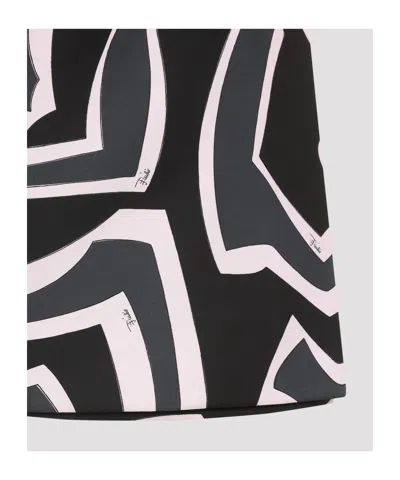 Pucci Wrap Mini Skirt In Silk Twill With Marmo Print In Black