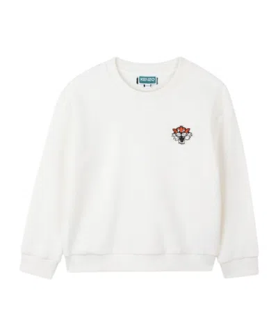 Kenzo White Sweatshirt With Logo Embroidery On The Front And Logo Lettering On The Rear In Cotton Boy In White