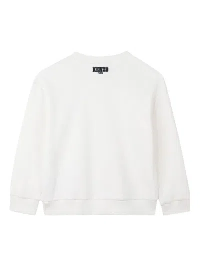 Kenzo White Sweatshirt With Logo Embroidery On The Front And Logo Lettering On The Rear In Cotton Boy In White