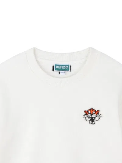 Kenzo White Sweatshirt With Logo Embroidery On The Front And Logo Lettering On The Rear In Cotton Boy In White