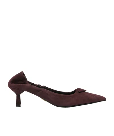 Prada Pointed High Heels In Burgundy