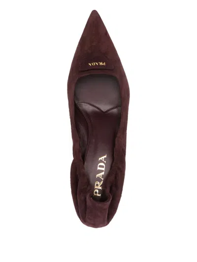 Prada Pointed High Heels In Burgundy