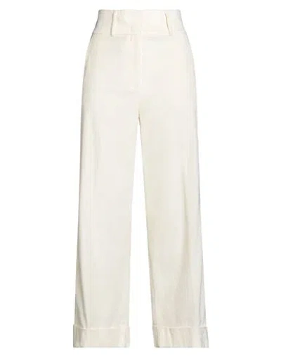 Peserico Easy Woman Pants Ivory Size 6 Cotton, Rayon, Elastane In White