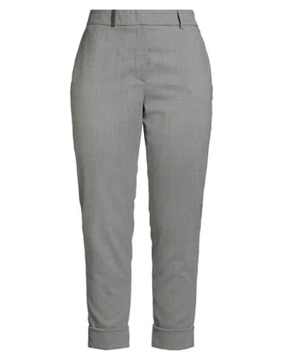 Peserico Woman Pants Light Grey Size 12 Wool, Polyester, Elastane In Gray