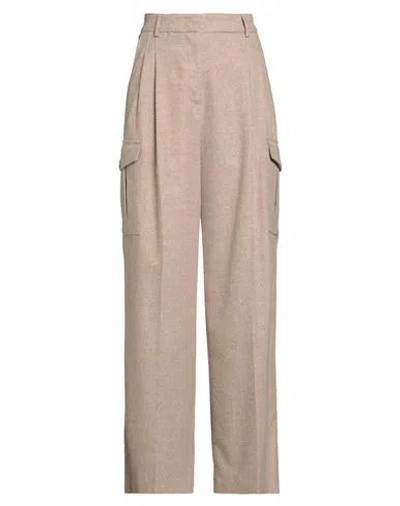 Peserico Easy Woman Pants Sand Size 6 Wool, Polyester, Viscose, Polyamide, Elastane In Brown