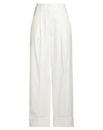 Peserico Easy Woman Pants White Size 6 Cotton, Teclana, Silk, Elastane In White