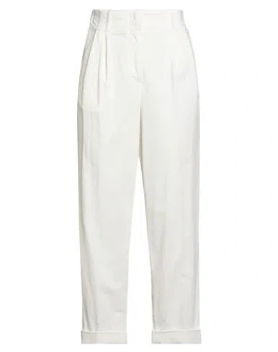 Peserico Easy Woman Pants White Size 6 Cotton, Modal, Elastane In White