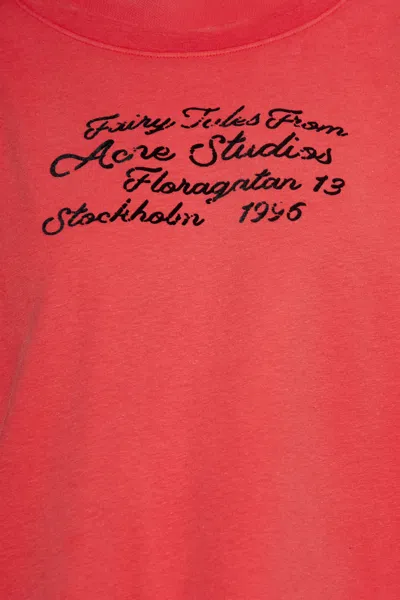 Acne Studios Long-sleeved Hooded Sweatshirt In Red