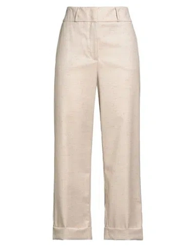 Peserico Woman Pants Sand Size 8 Virgin Wool, Silk, Cashmere In Neutral