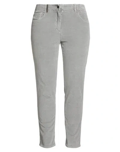 Peserico Woman Pants Grey Size 14 Cotton, Modal, Elastane In Gray