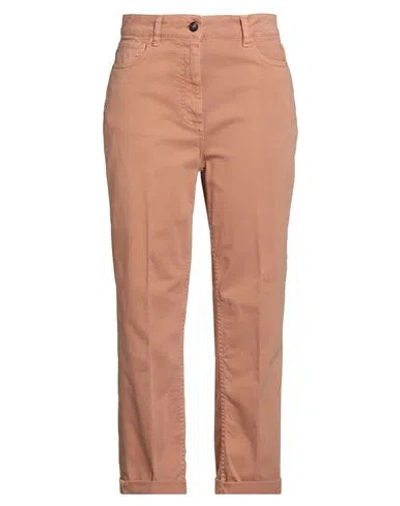 Peserico Easy Woman Pants Blush Size 6 Cotton, Elastane In Brown