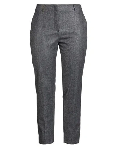 Peserico Icon 4718 Woman Pants Navy Size 16 Virgin Wool, Polyamide, Polyester, Elastane In Gray