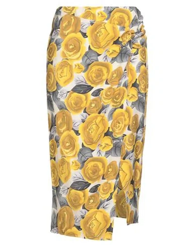 8pm Woman Midi Skirt Marigold Size Xl Rayon, Polyester In Multi